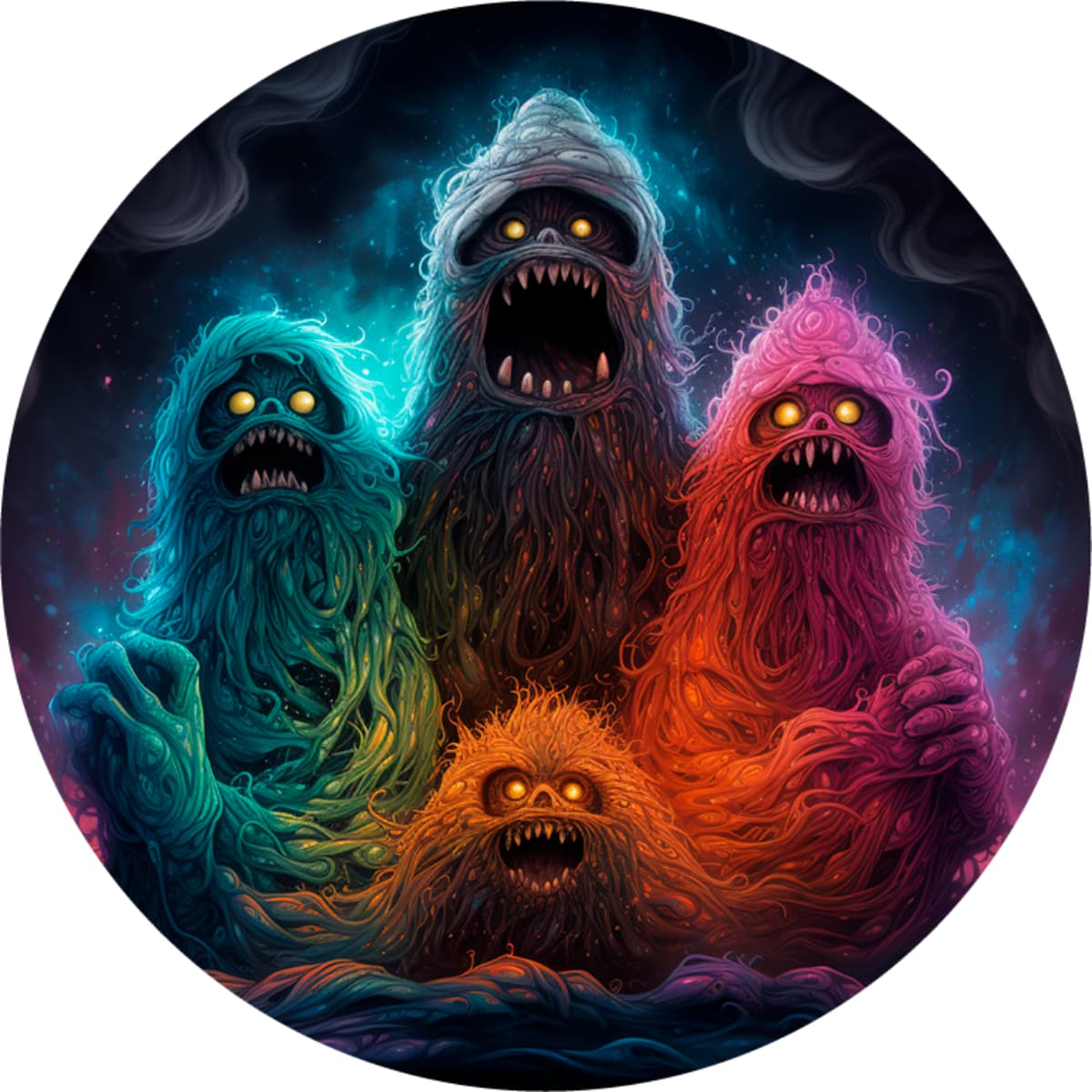 Psychedelic Sasquatch Family Spare Tire Cover