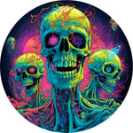 Trippy Neon Skulls: Psychedelic Melting Art Spare Tire Cover