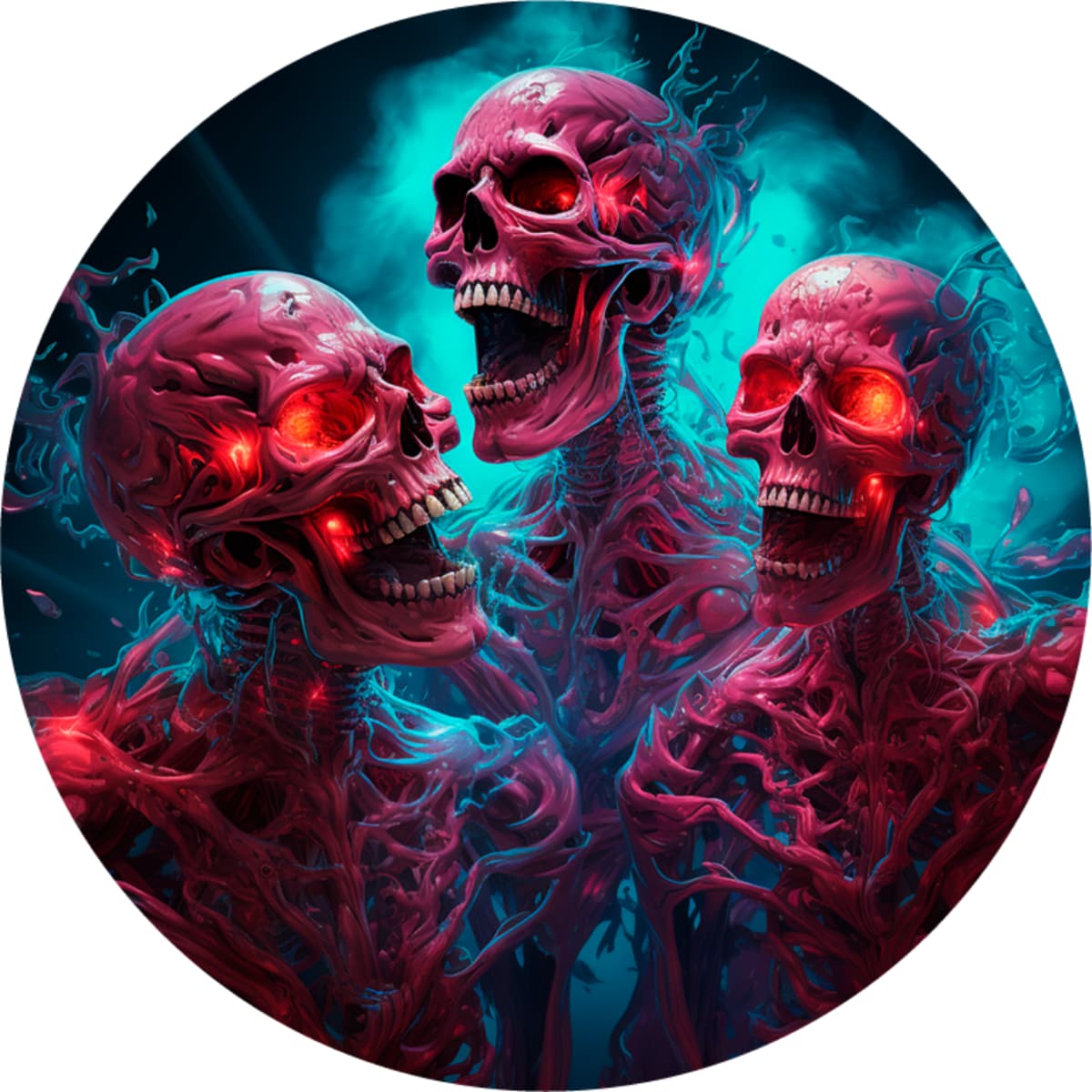 Crimson Fiends: Badass Screaming Skull Nebula Spare Tire Cover