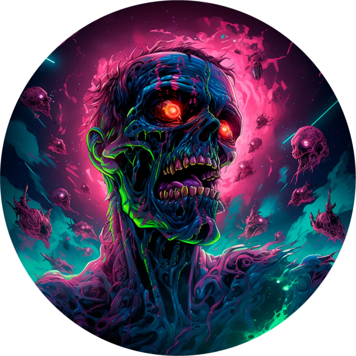 Trippy Neon Zombie: Zombie Rated Apocalypse Spare Tire Cover