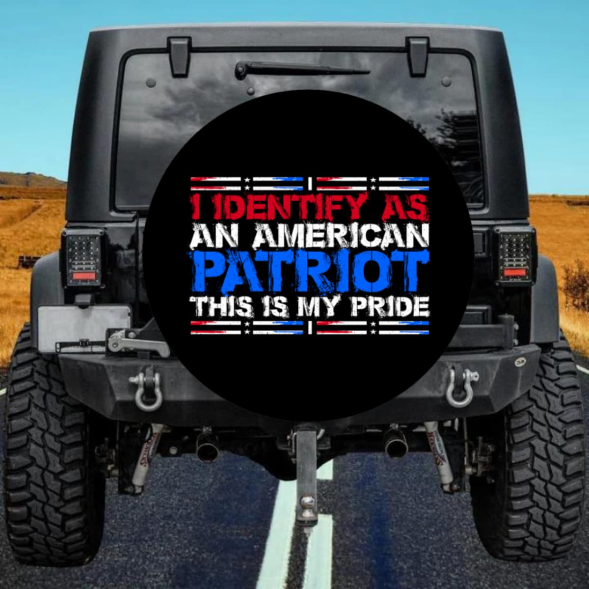 I Identify As An American Patriot Funny Spare Tire Cover