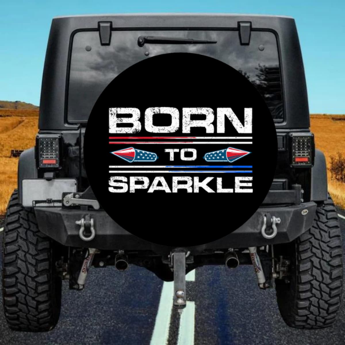 Born to Sparkle Funny Patriotic Spare Tire Cover