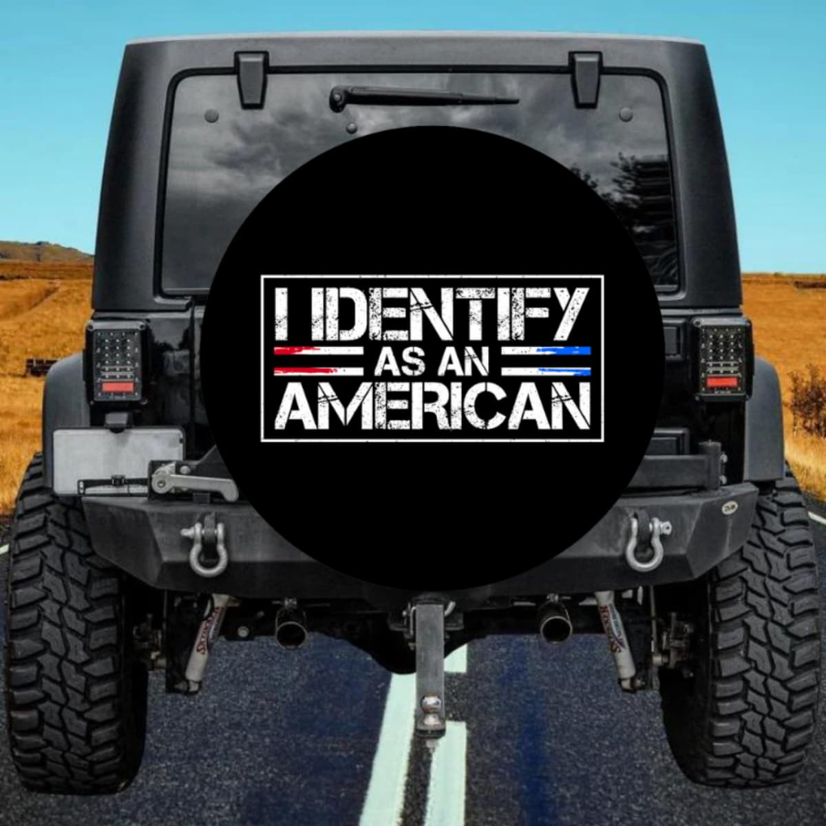I Identify As An American Funny Patriotic Spare Tire Cover