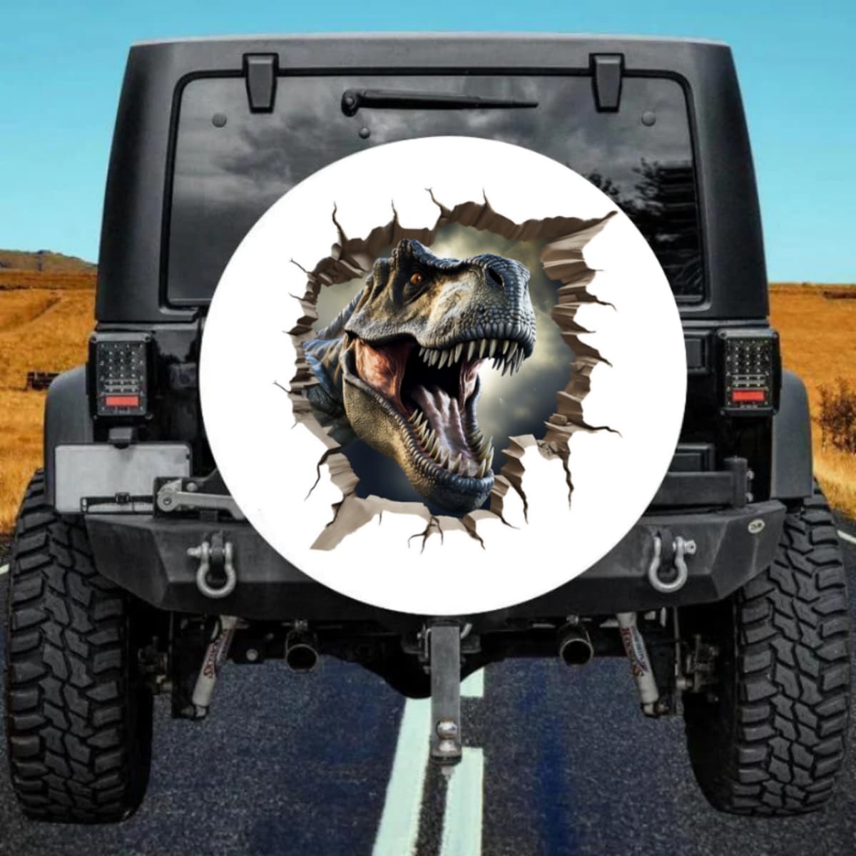 Off-Road Hunter Favorite 3D Tactical Dinosaur Wall Tear Tire Cover