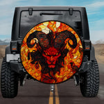 Gothic Inferno Demon Ram Horns Fire Stained Glass Spare Tire Cover