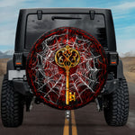 Gothic Vintage Skeleton Key Cobweb Crimson Stained Glass Spare Tire Cover