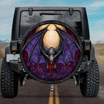 Gothic Vampire Bat Dripping Blood Crimson Stained Glass Spare Tire Cover