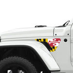 Maryland State Flag 2pc Vinyl Fender Decal - Fits Jeep Wrangler JL/Jeep Gladiator JT 2018+