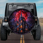 Gothic Haunted Castle Blood Moon Stained Glass Spare Tire Cover