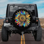 Colorful Rainbow Tie Dye Wild Cheetah Print Sunflower Tire Cover