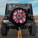 Vibrant Pink Tie-Dye Western Cheetah Print Sunflower Tire Cover