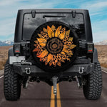 Burnt Orange Leopard Sunflower Spare Tire Cover for Jeep Wrangler Bronco