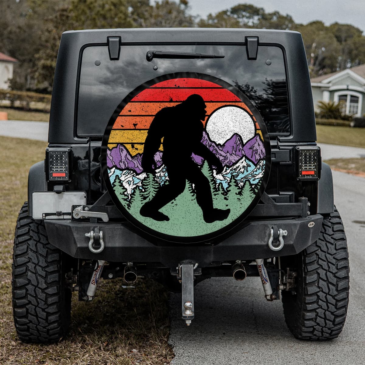 Retro Sunset Bigfoot Spare Tire Cover