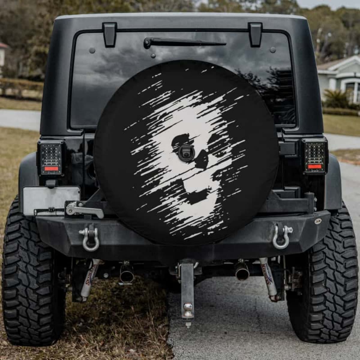 Glitch Skeleton Silhouette Spare Tire Cover