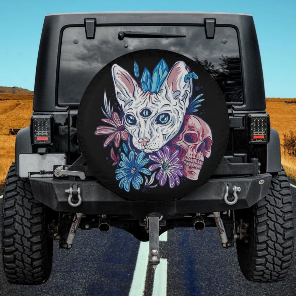 Mystic Sphynx Skull Spare Tire Cover