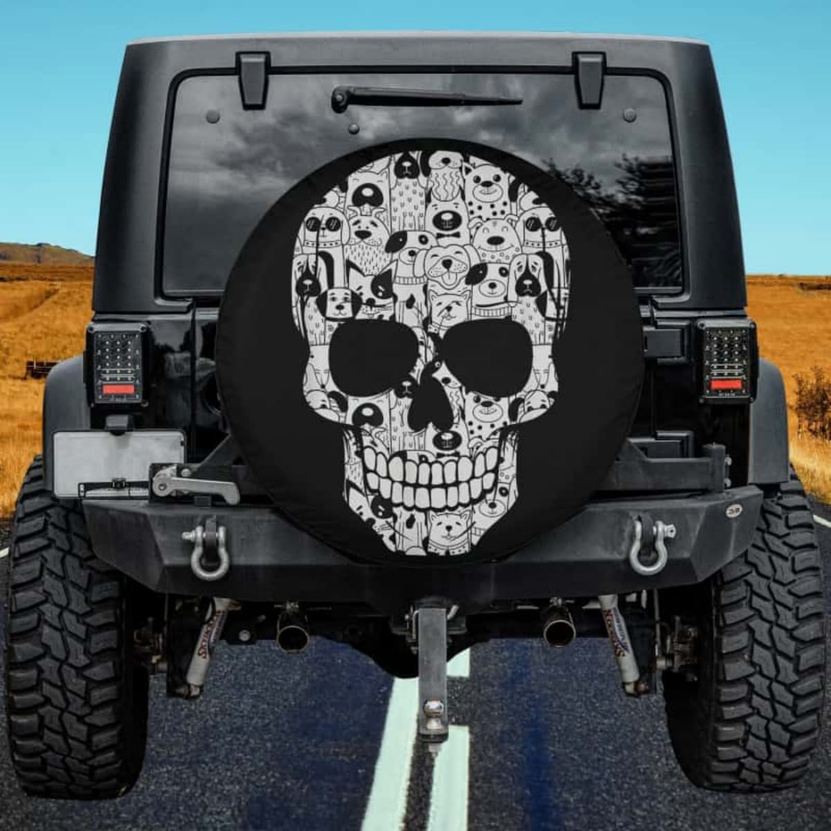 Dog Lover Skeleton Mosaic Spare Tire Cover