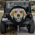 Sugar Skull Golden Retriever Skeleton Spare Tire Cover