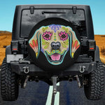 Sugar Skull Golden Retriever Skeleton Spare Tire Cover