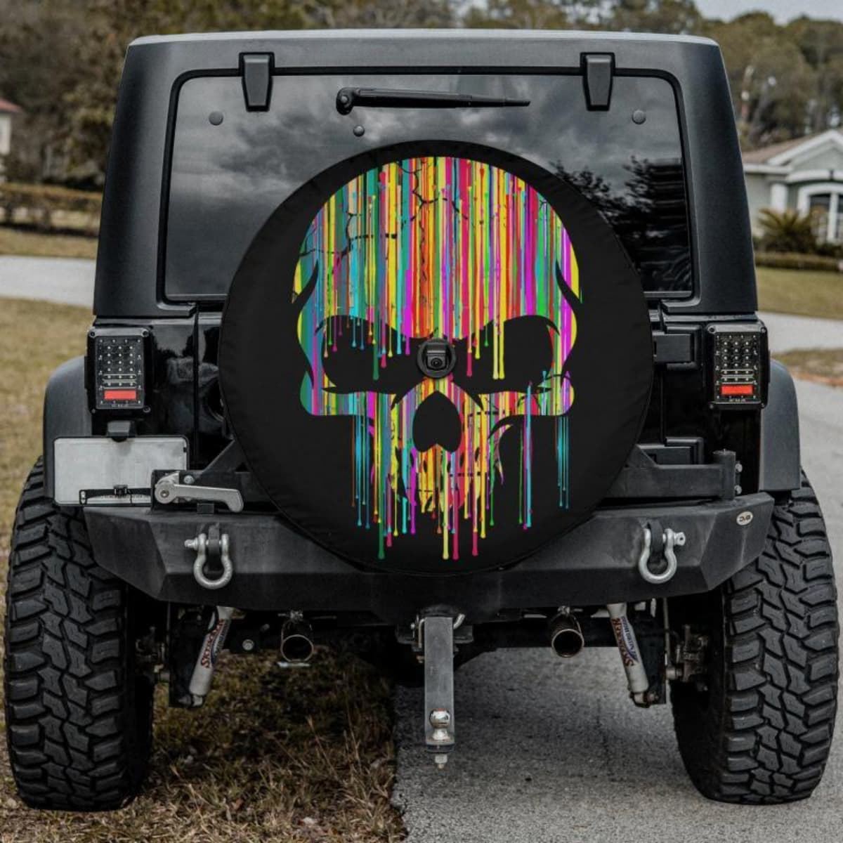Paint Drip Skull Spare Tire Cover