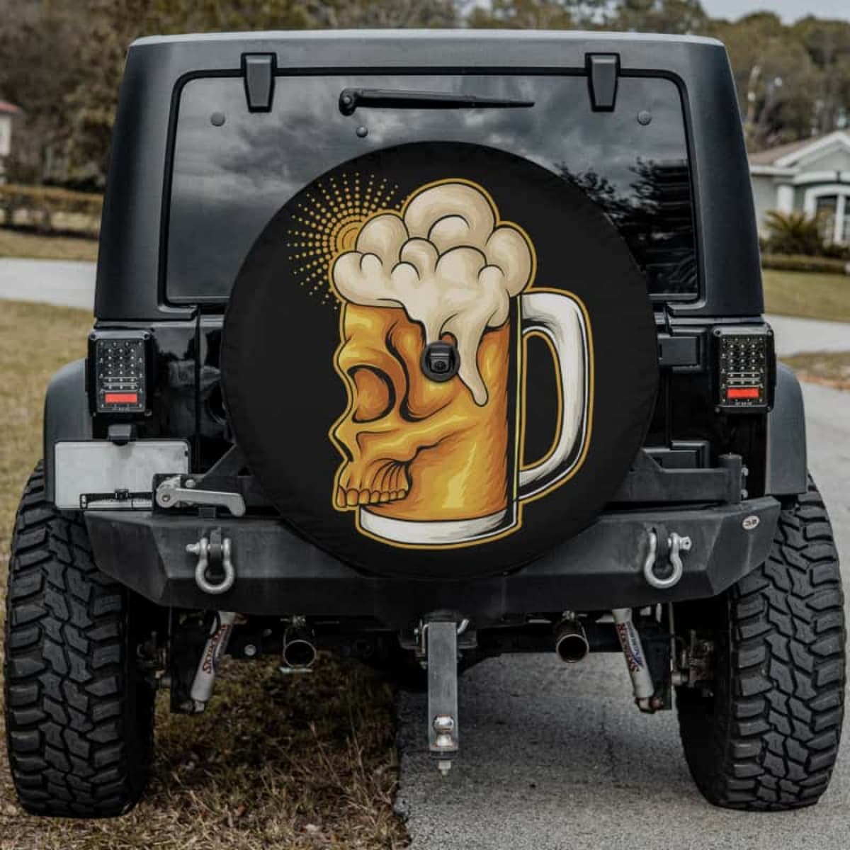 Beer Mug Skeleton Spare Tire Cover