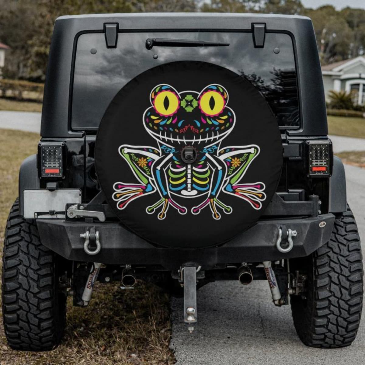Sugar Skull Frog Spare Tire Cover