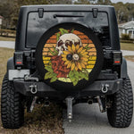 Sunflower Retro Skull Spare Tire Cover