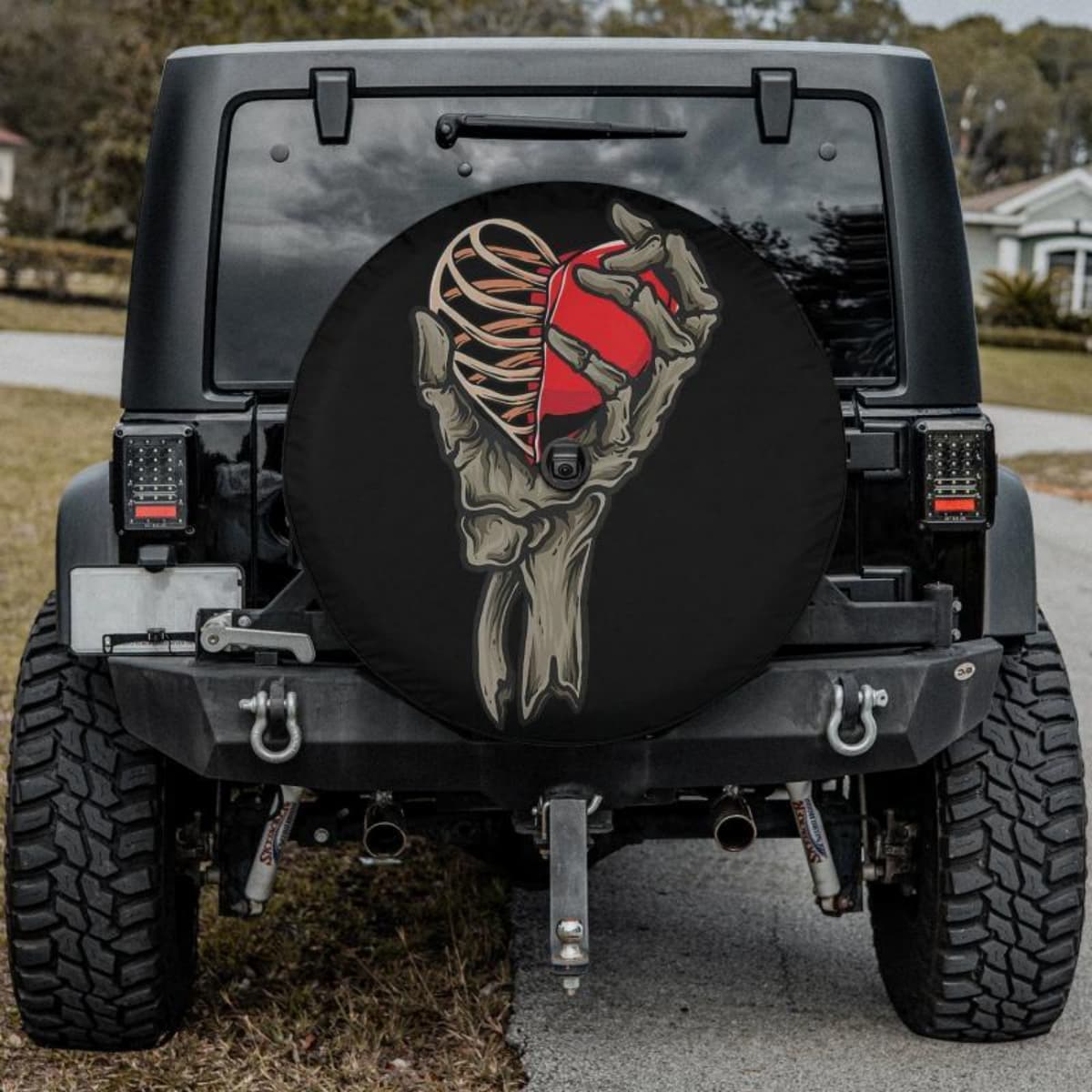 Skeleton Hand Heart Spare Tire Cover
