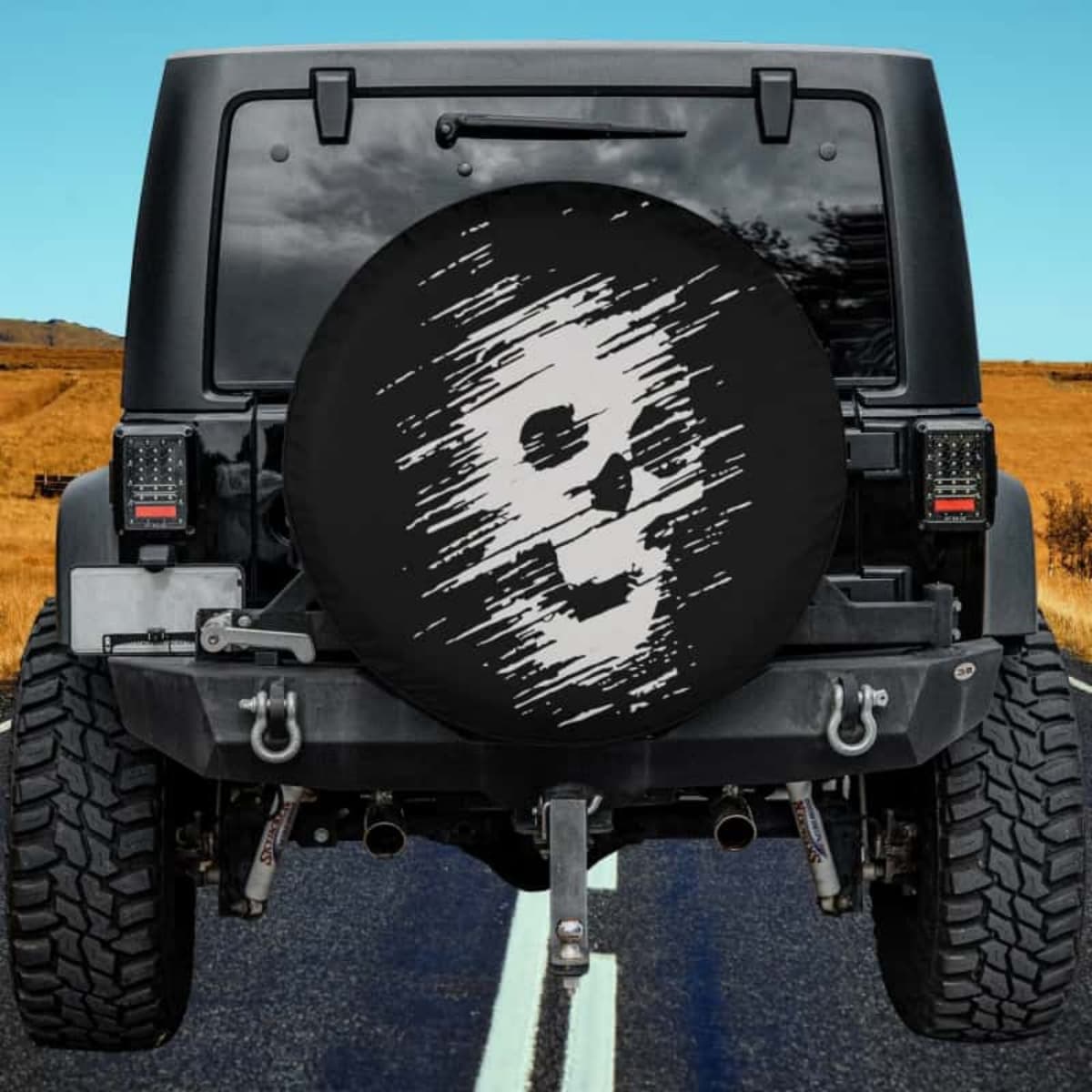 Glitch Skeleton Silhouette Spare Tire Cover
