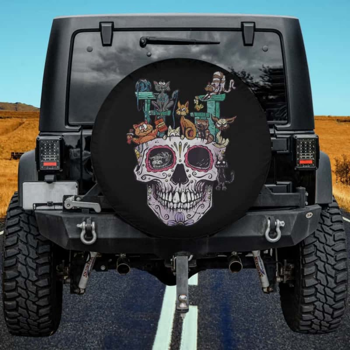 Sugar Skull Cat Tree Spare Tire Cover