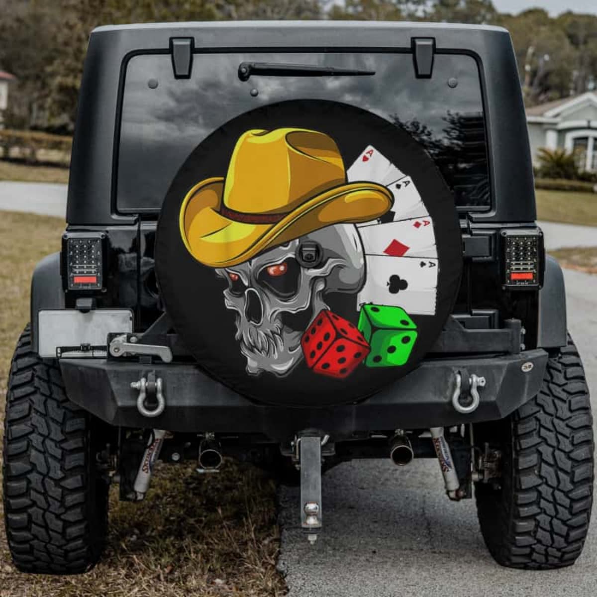 High Stakes Cowboy Skull Spare Tire Cover