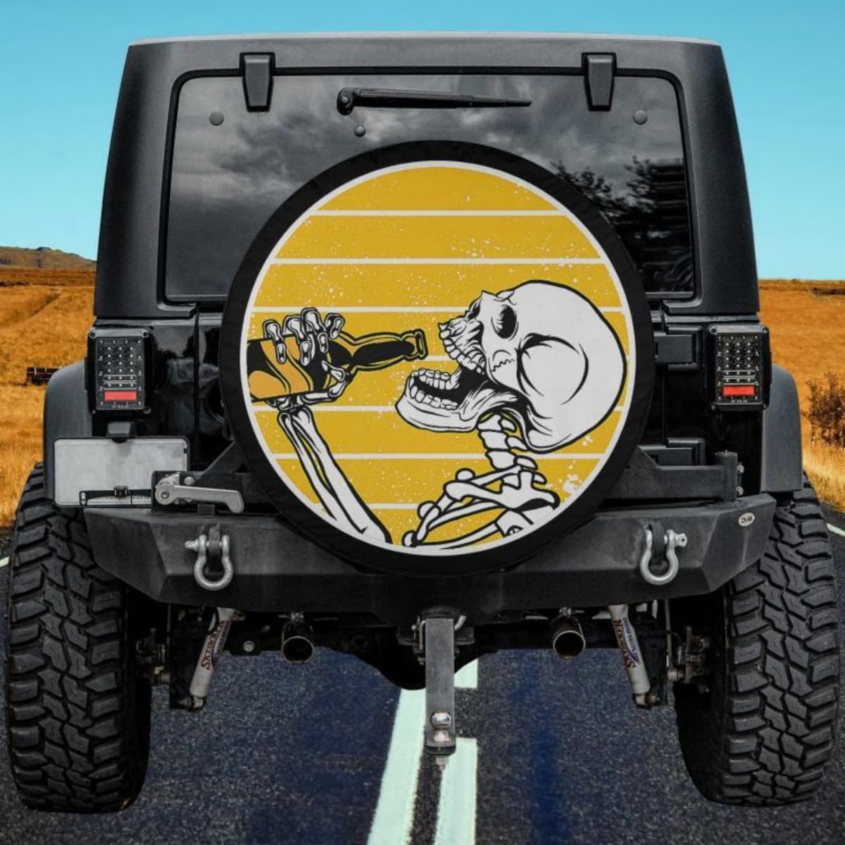 Retro Beer Skull Spare Tire Cover