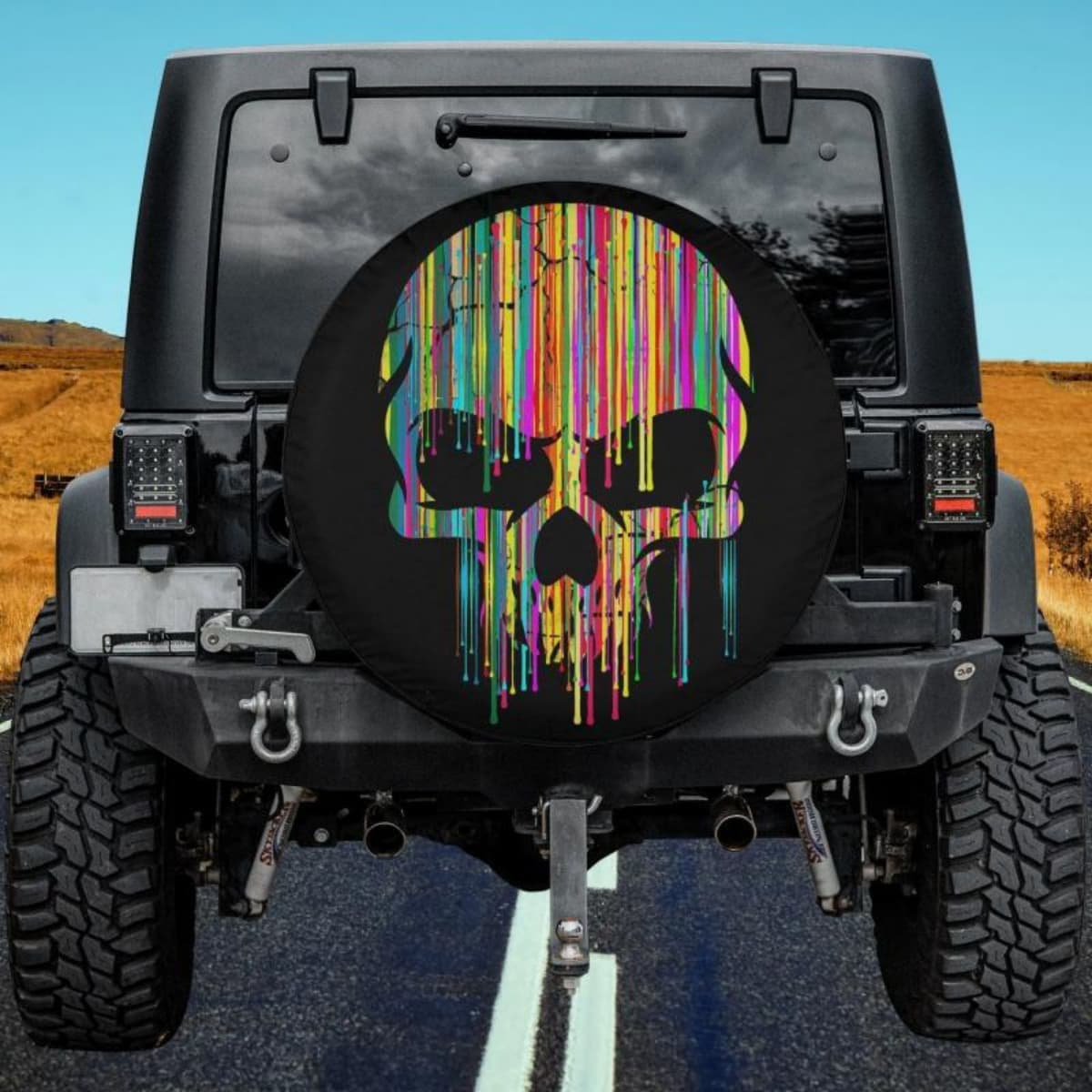 Paint Drip Skull Spare Tire Cover