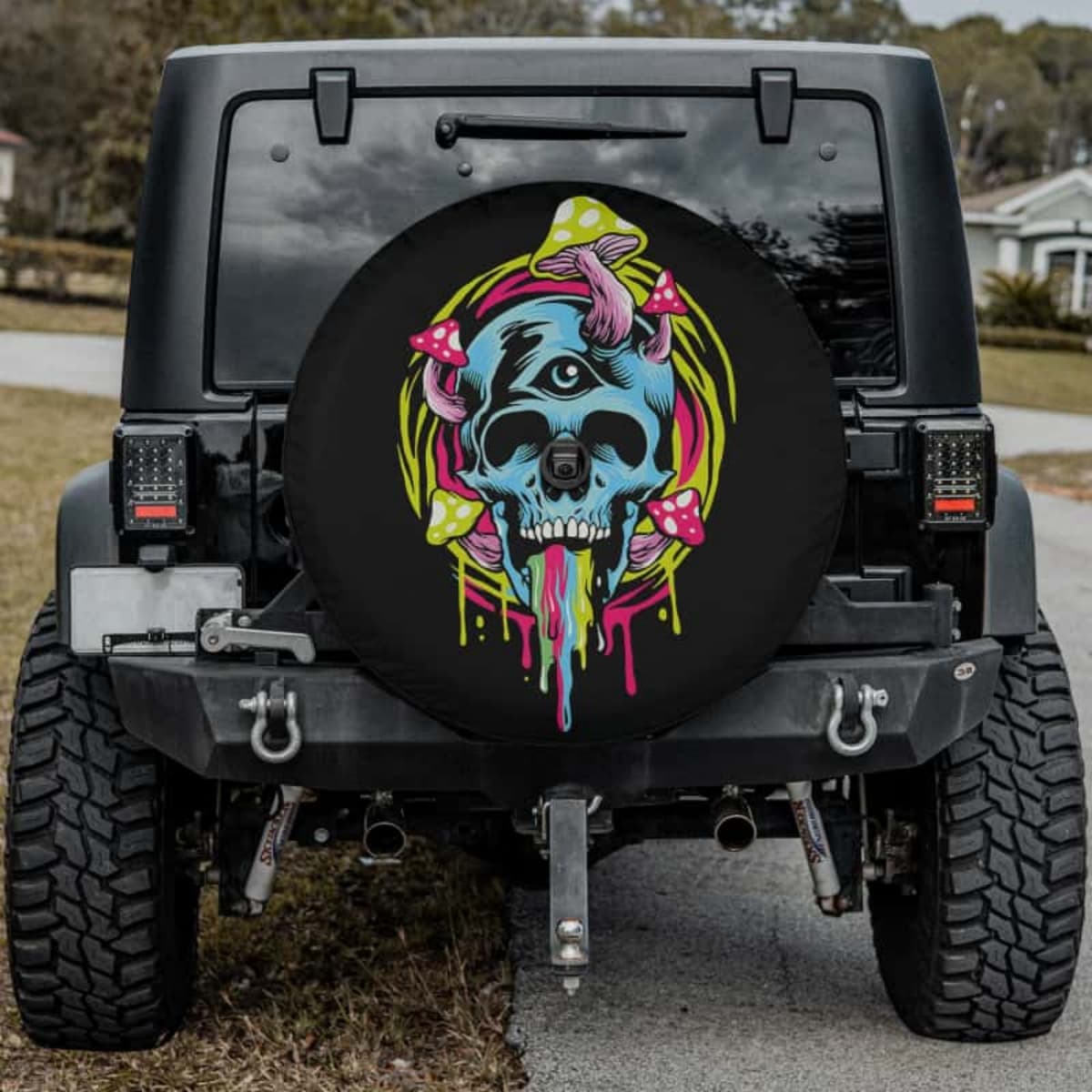 Magic Mushroom Skull Spare Tire Cover