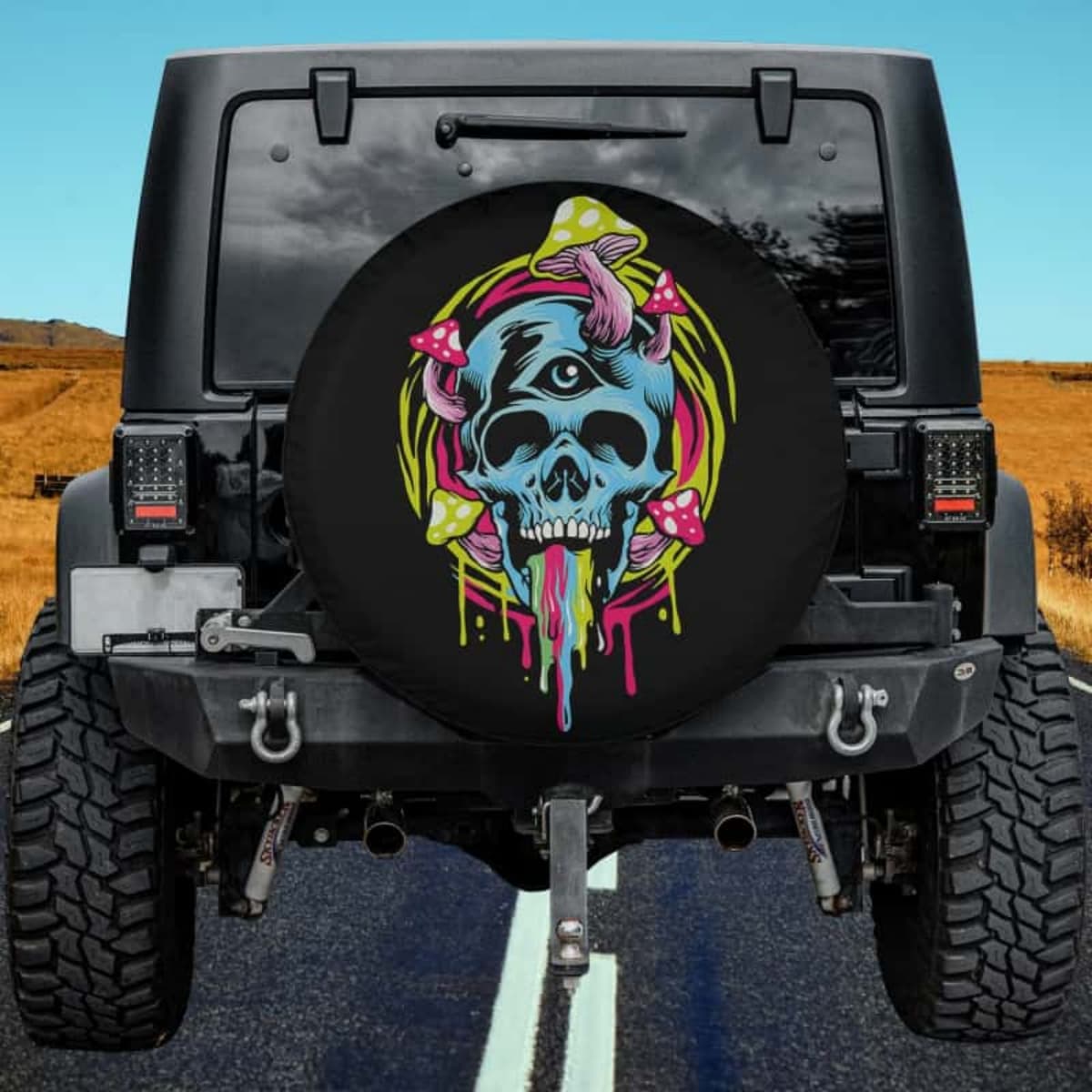 Magic Mushroom Skull Spare Tire Cover