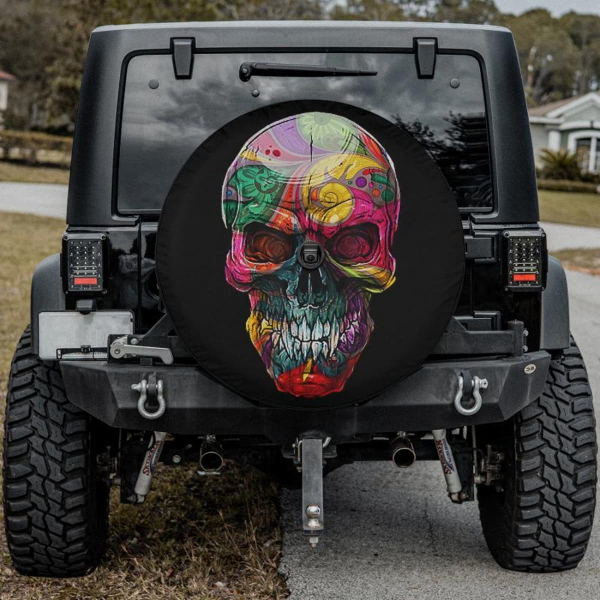 Trippy Skull Spare Tire Cover