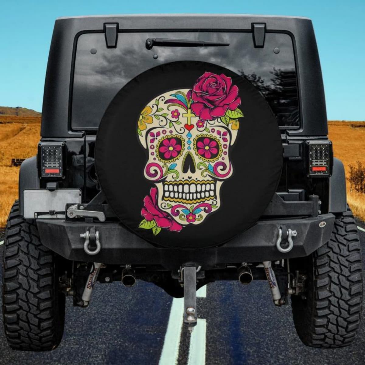 Classic Sugar Skull Spare Tire Cover