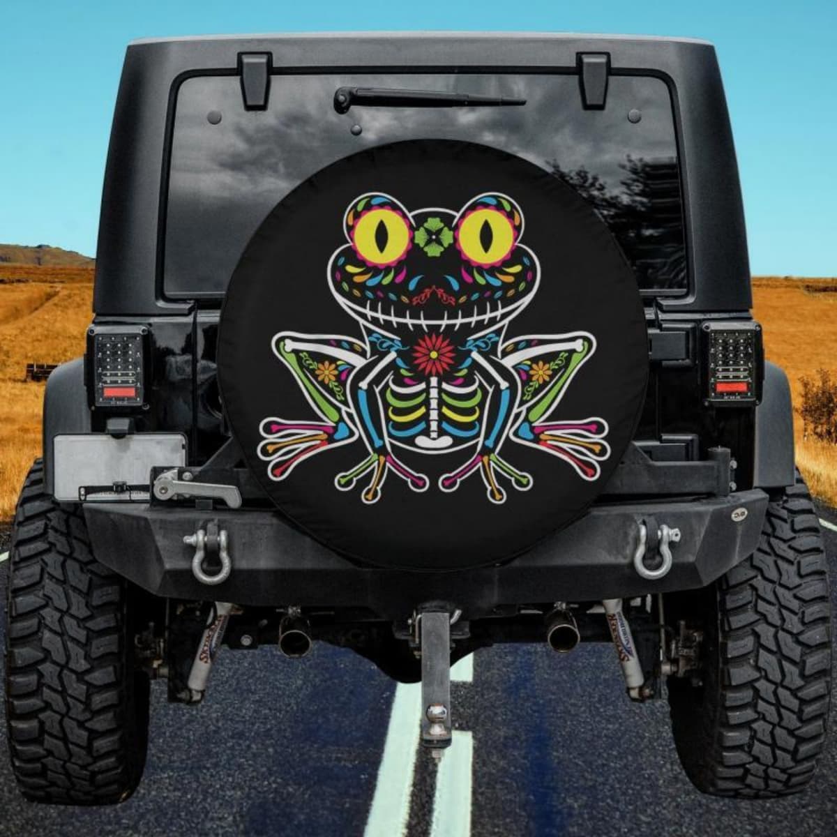 Sugar Skull Frog Spare Tire Cover