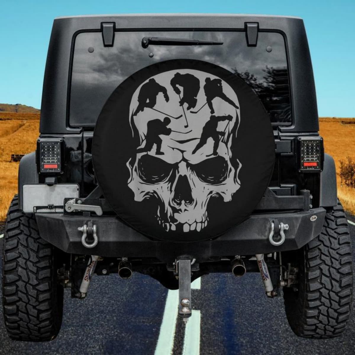 Hockey Skull Mosaic Spare Tire Cover