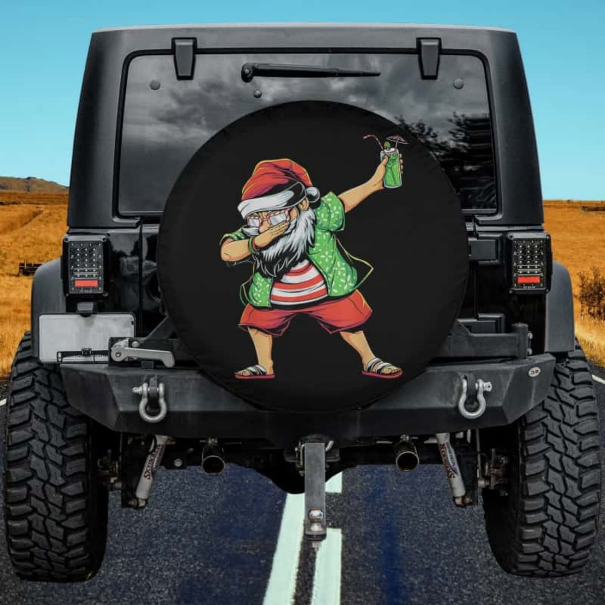 The Tropical Dab Santa Spare Tire Cover