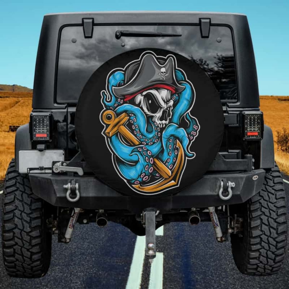Blue Tentacle Terror Spare Tire Cover