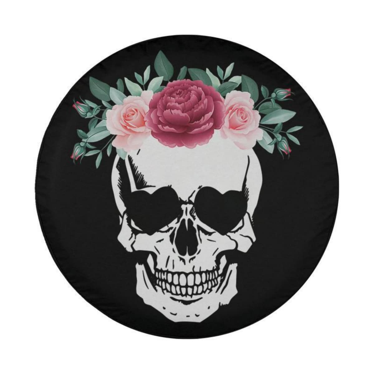 Heart Eye Flower Skull Spare Tire Cover