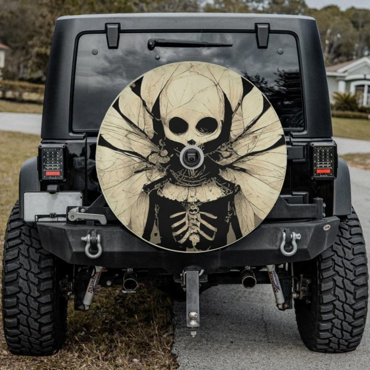 Gothic Moth Skull Spare Tire Cover