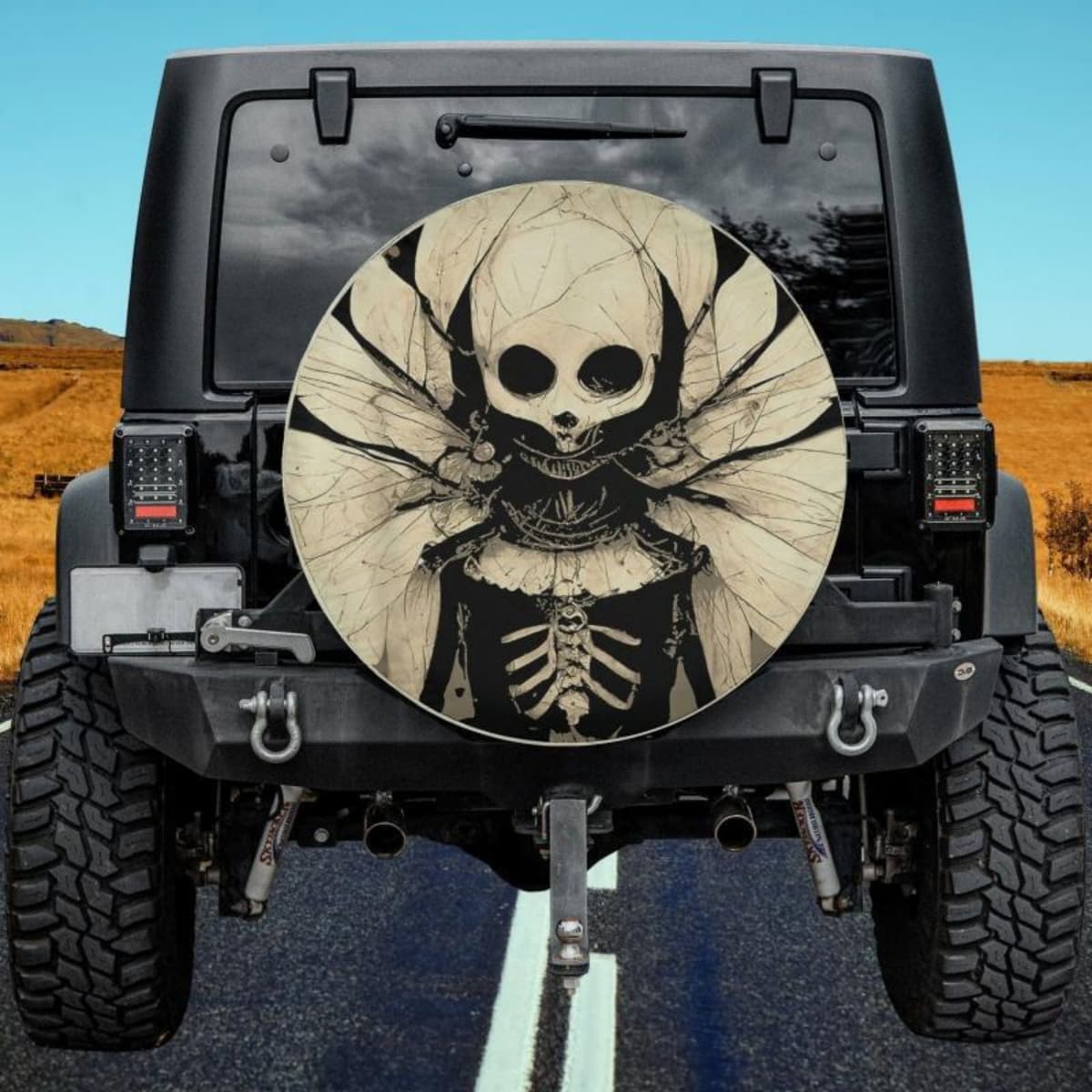 Gothic Moth Skull Spare Tire Cover