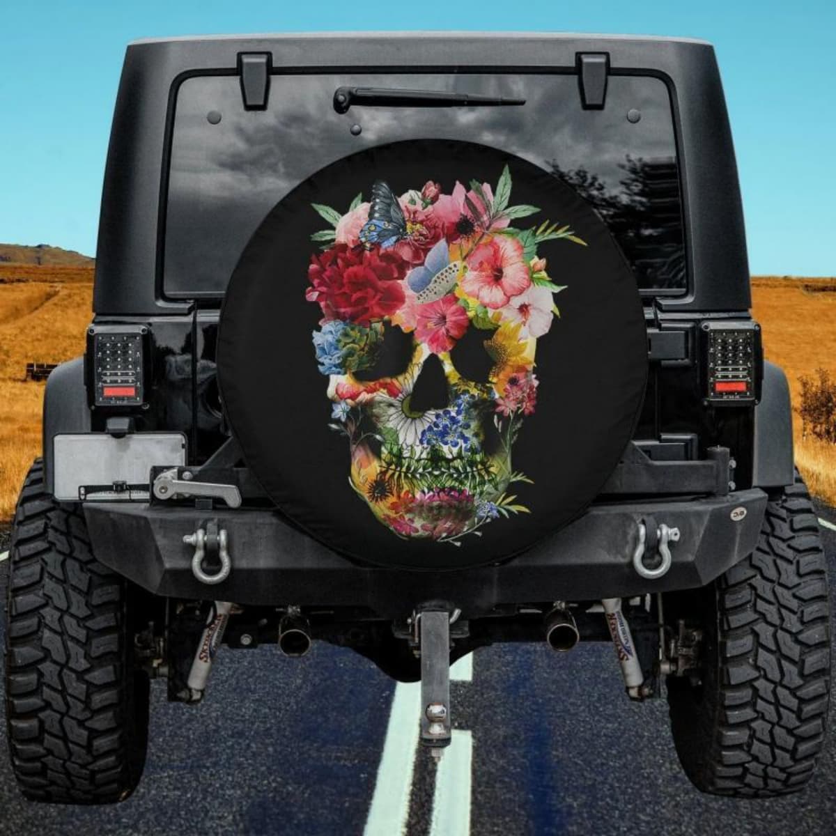 The Floral Skull Spare Tire Cover