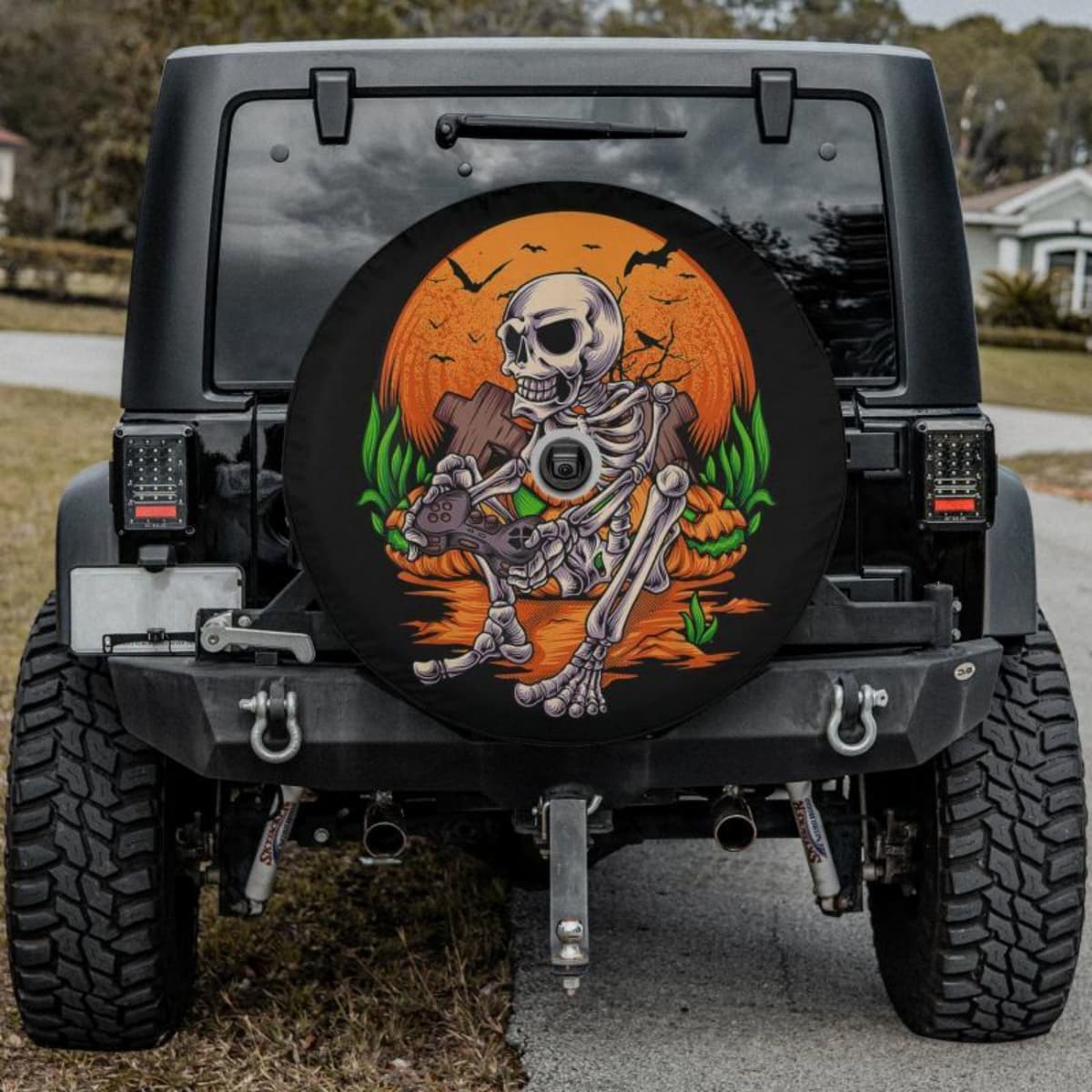 Spooky Gamer Skull Spare Tire Cover