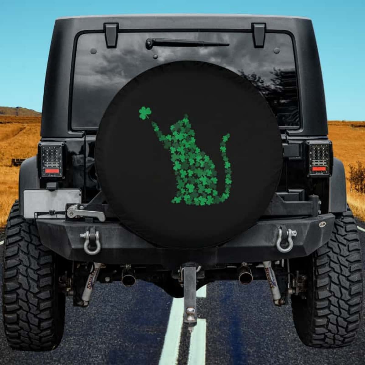 Lucky Shamrock Cat Spare Tire Cover
