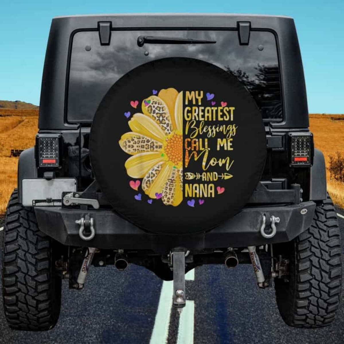 The Golden Double Blessing Spare Tire Cover