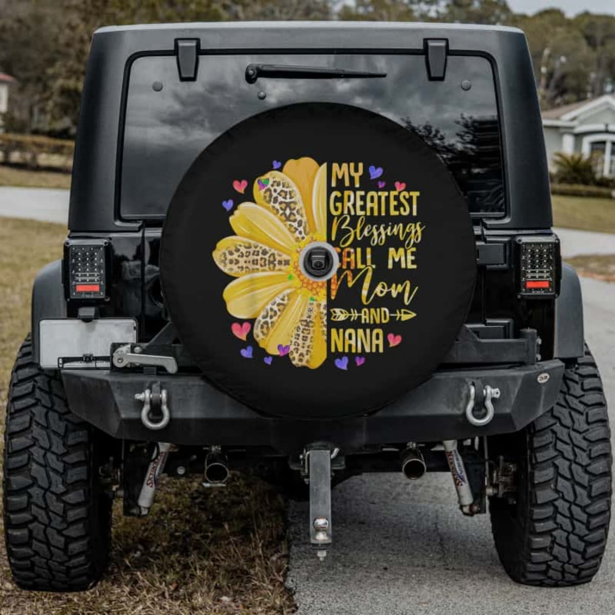The Golden Double Blessing Spare Tire Cover