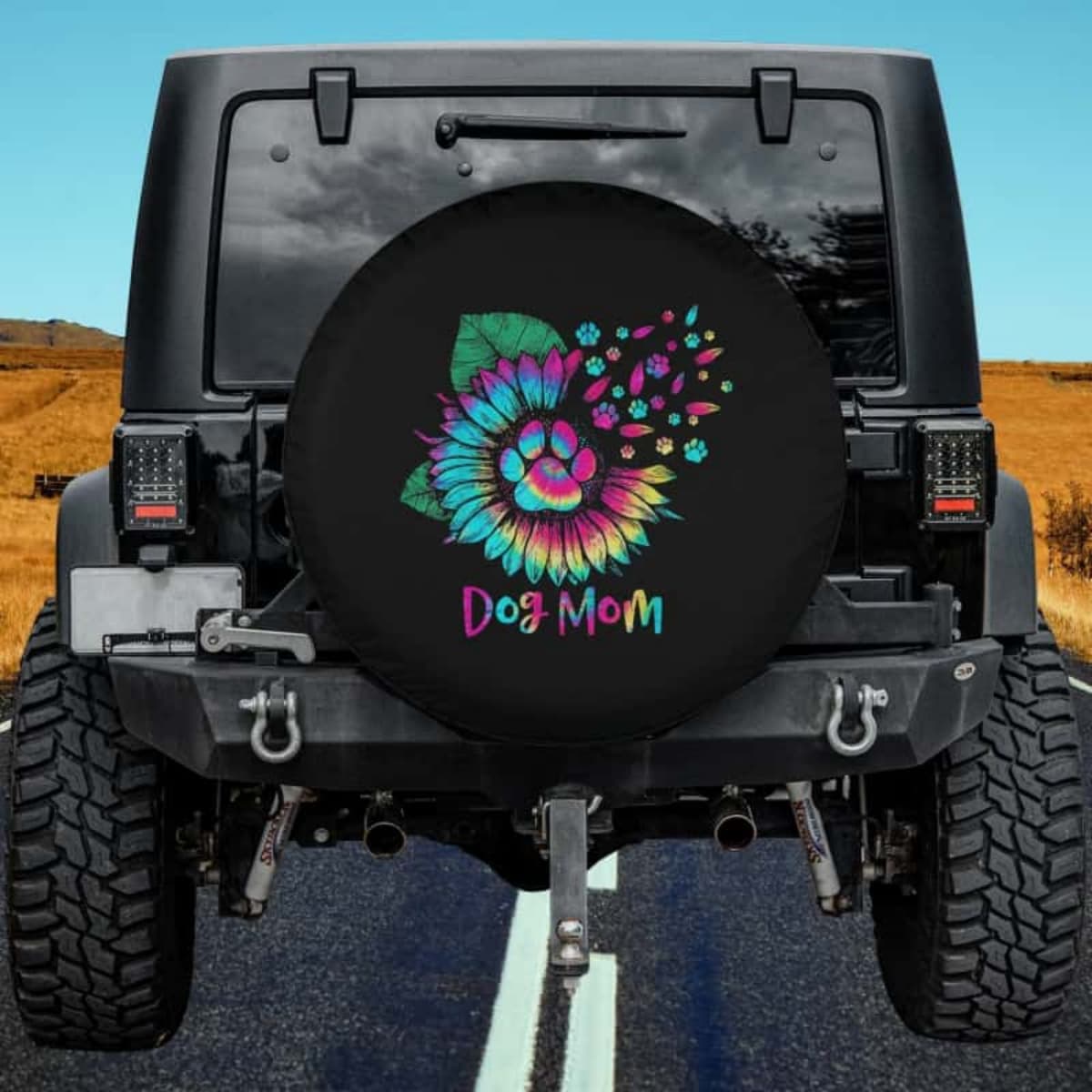 The Tie-Dye Paw Sunflower Spare Tire Cover