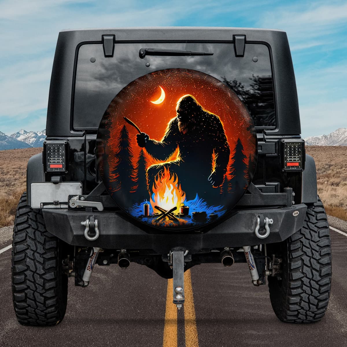 Bigfoot Campfire Stories Spare Tire Cover